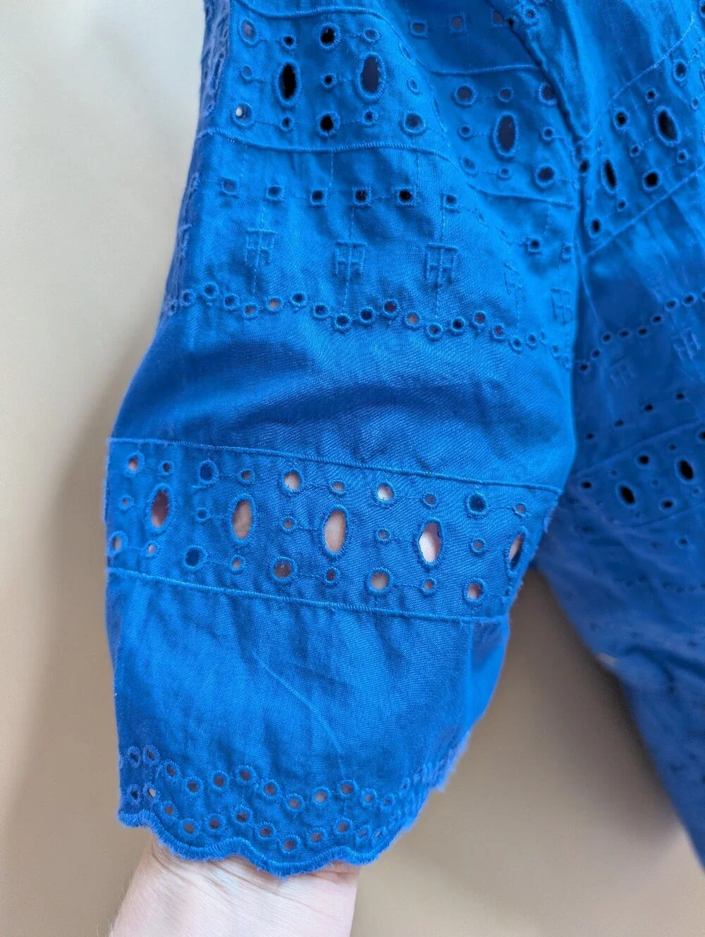 Tommy Hilfiger Blue Eyelet Embroidered Top & Skirt Set Size S